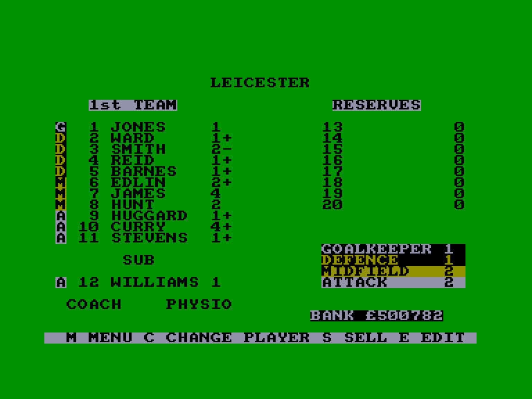 Football director by D & h games on Amstrad CPC (1987)